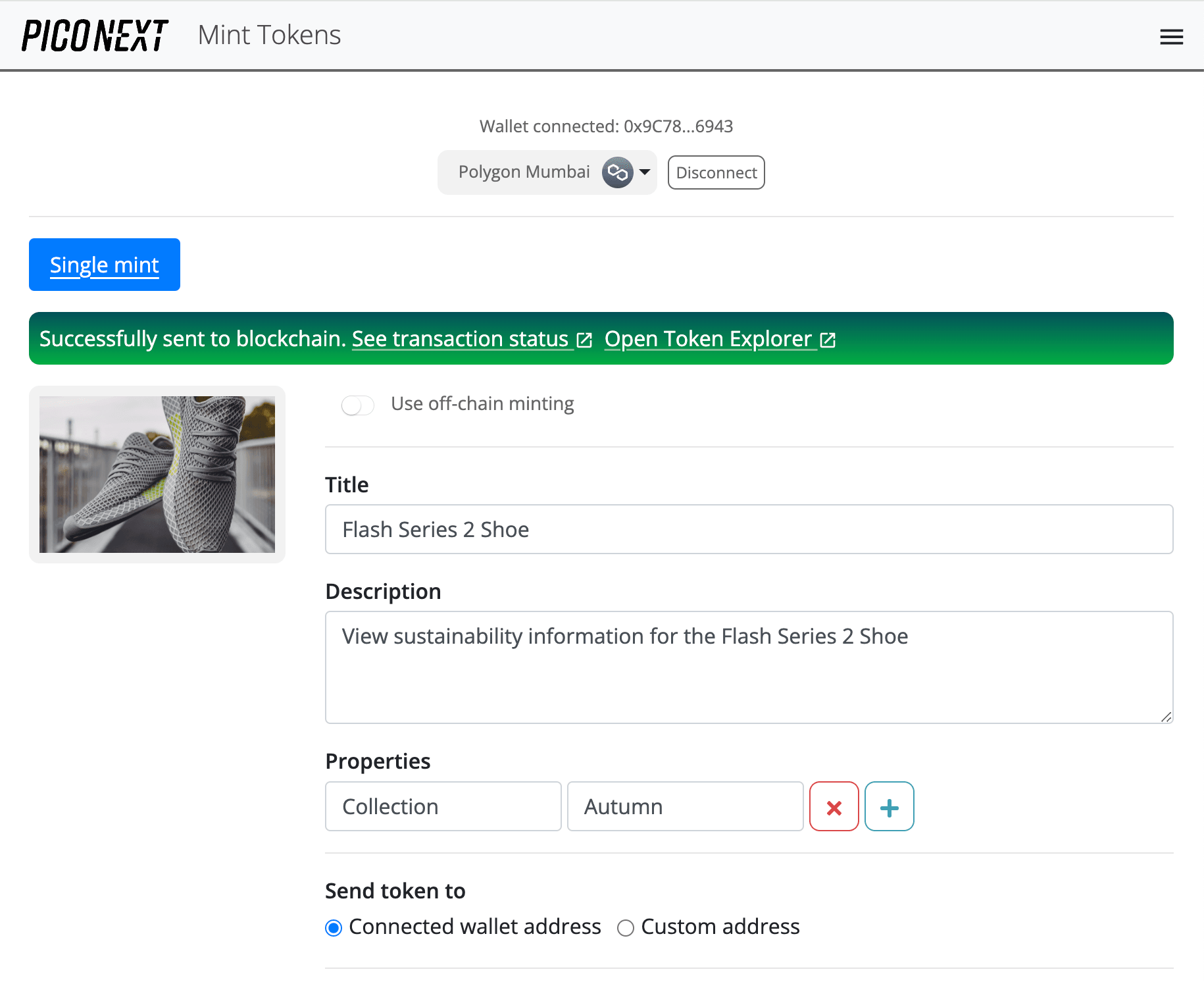 Mint a blockchain-based token - PicoNext