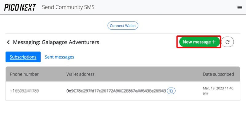 Message community members - PicoNext