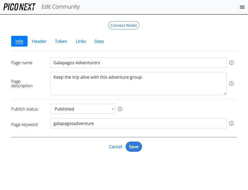 Create a token-enabled community - PicoNext