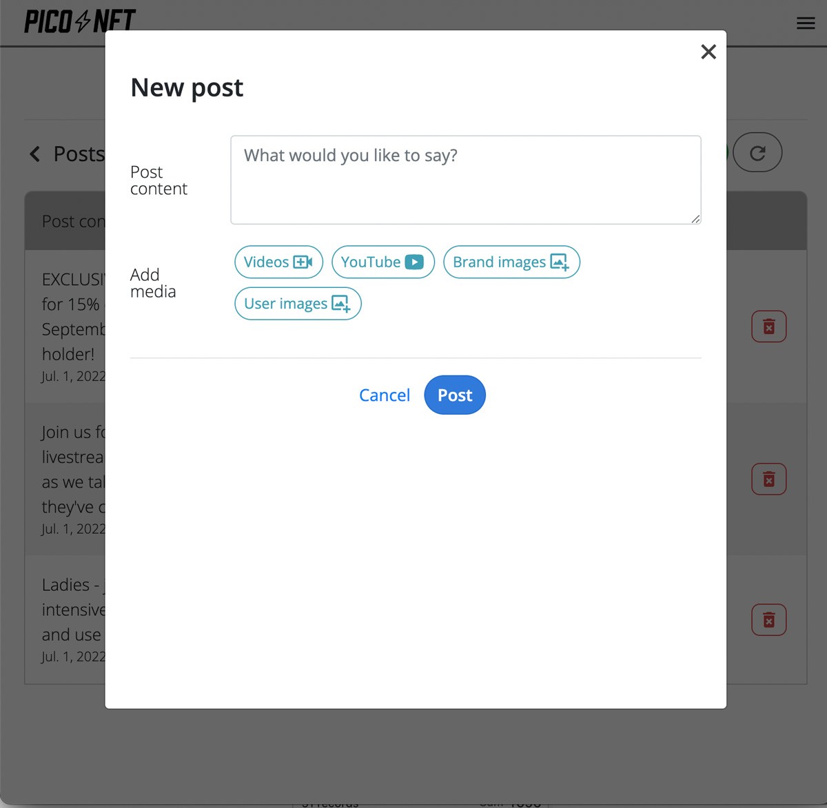 Manage content in a token-enabled community - PicoNext
